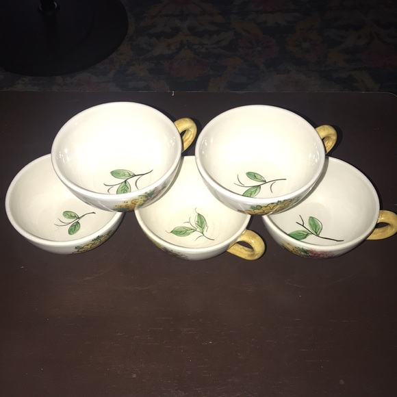 Vintage hand painted set of 5 mugs from Italy - Picture 3 of 13